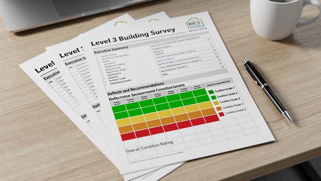 Level 3 building survey report document with condition ratings