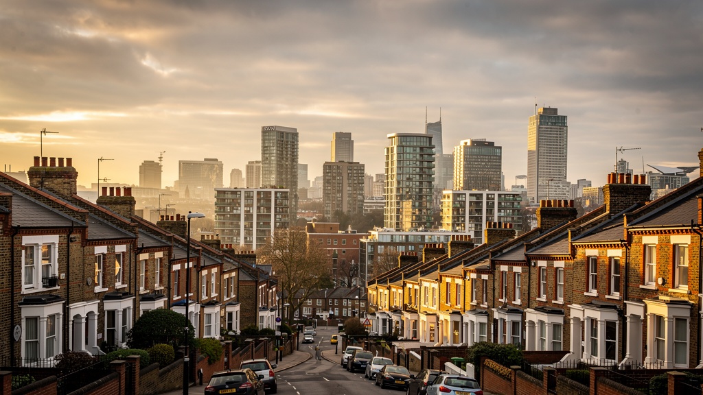 South London skyline from Brixton Hill panoramic view